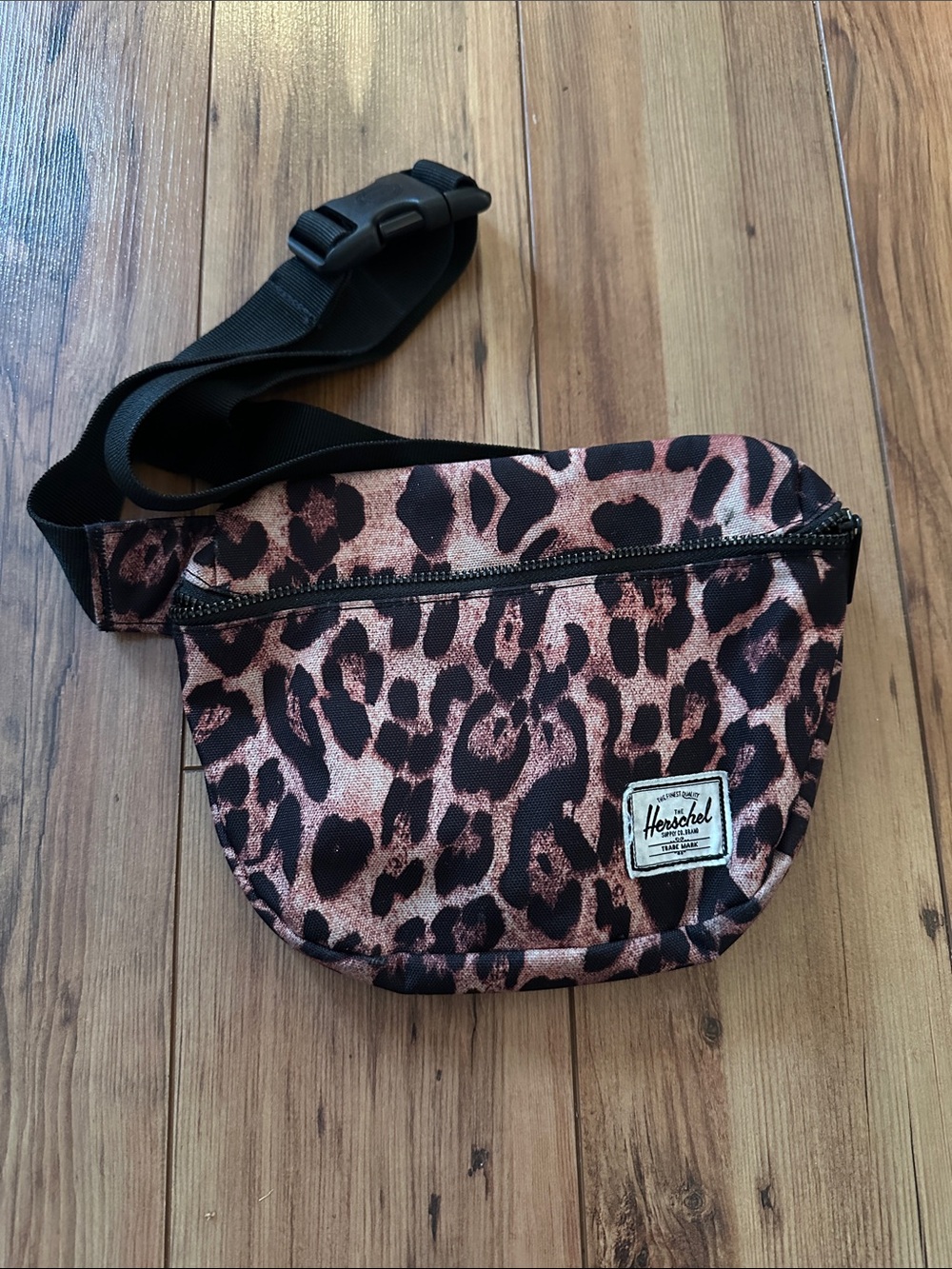 Herschel Supply Company Leopard Print Crossbody Waist Pack in Pink and Black